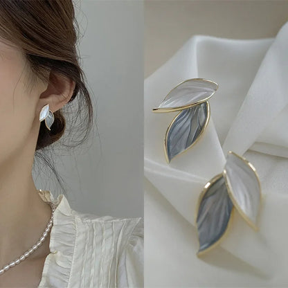 Earrings Grey Leaf silver 925