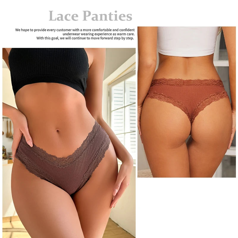 Women's panties with lace various variants