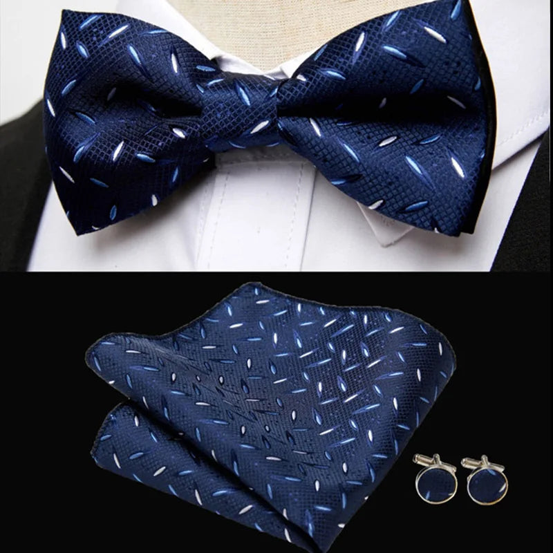 Men's exclusive set of bow tie cufflinks and boutonniere various variants