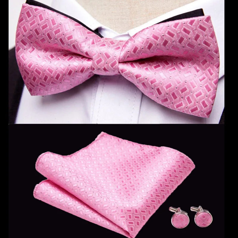 Men's exclusive set of bow tie cufflinks and boutonniere various variants