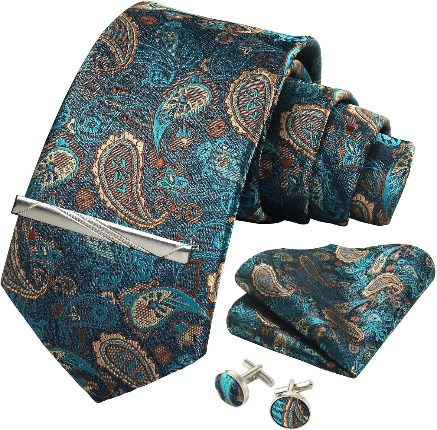 Men's exclusive set of tie cufflinks and boutonniere various variants