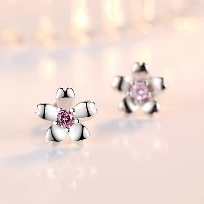 Women's flower earrings various colors 925 silver